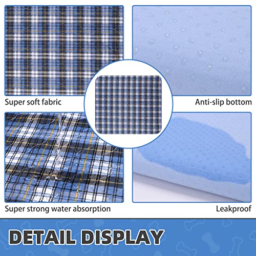 KOOLTAIL Washable Pee Pads For Dogs - Waterproof & Non-Slip Plaid Puppy Potty Training Pads, Reusable Whelping Pads, Dog Food Feeding Mat,Blue & Purple & Brown