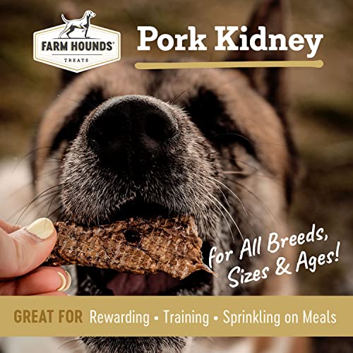  Farm Hounds Dehydrated Pork Kidney For Dogs, 100% Natural, Humane Dried Pig Kidney Treats For Dogs, Regenerative Agriculture Dog Training Treats & Food From Local Farms For All Dog Breeds & Sizes