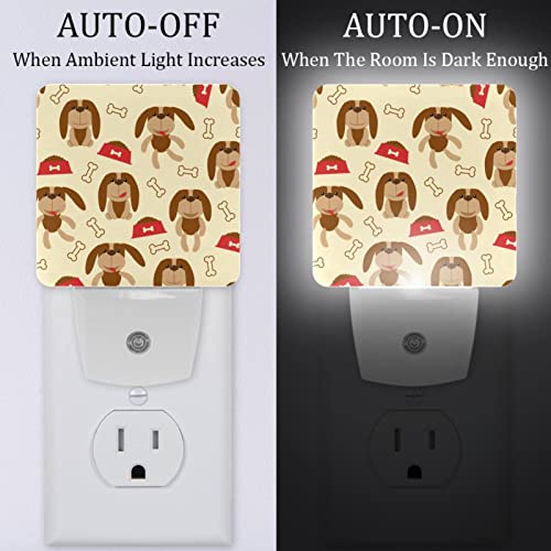  2 Pack Plug-in Nightlight LED Night Light Lovely Little Dog Bone Dog Food With Dusk-to-Dawn Sensor For Kids Room