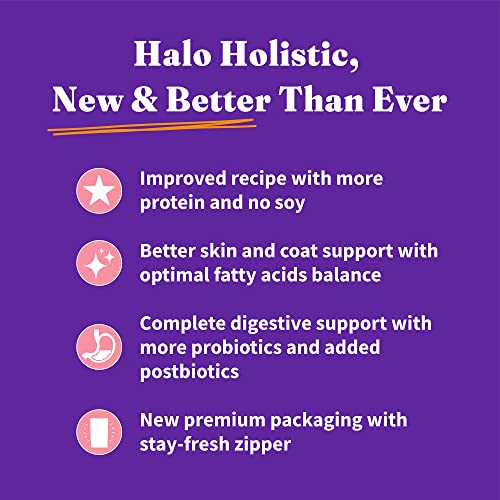  Halo Holistic Indoor Cat Food Dry, Grain Free Wild-caught Salmon & Whitefish Recipe For Healthy Weight Support, Complete Digestive Health, Dry Cat Food Bag, Adult Formula, 6-lb Bag
