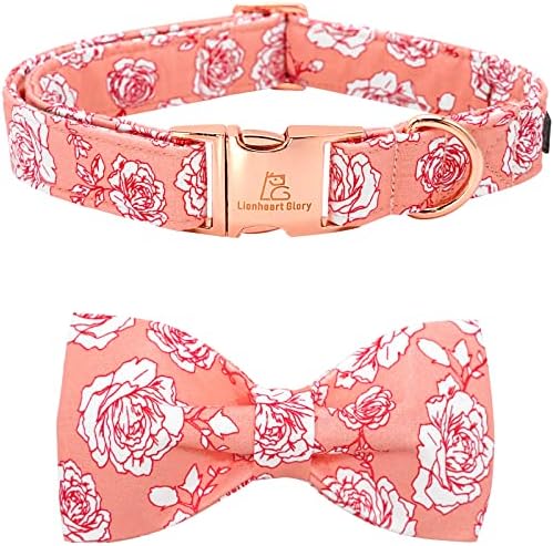  Lionheart Glory Dog Collar, Pink Dog Bow Collar For Female Dogs Collar With Bow Adjustable Bowtie Collar Cute Patterns For Small Dogs Pet Gift