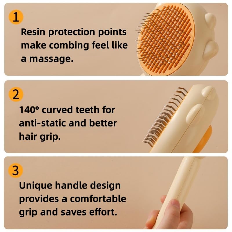  Dolaxe Pet Brush, Pet Hair Cleaner Brush, Multifunctional Pet Hair Comb, Magic Pet Comb, Long Or Short Hair Cats Dogs Pet Massage Brushes (2pcs-Yellow+Green)