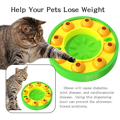 GENERIC Dog Cat Puzzle Toys, Cat Kitten Brain Toys Mentally Stimulation Toys Puzzle Feeder, Interactive Dog Cat Toys, Treat Dispenser Chew Toy Games, Dispensing Bowl Gifts For Puppy (Green And Yellow)