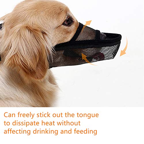  CILKUS Nylon Dog Muzzle Air Mesh Breathable For Small Medium Large Dogs, And Stick Out Tongue Drinkable Pet Muzzle For Anti-Biting Anti-Licking (Large, Black)