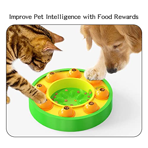 GENERIC Dog Cat Puzzle Toys, Cat Kitten Brain Toys Mentally Stimulation Toys Puzzle Feeder, Interactive Dog Cat Toys, Treat Dispenser Chew Toy Games, Dispensing Bowl Gifts For Puppy (Green And Yellow)