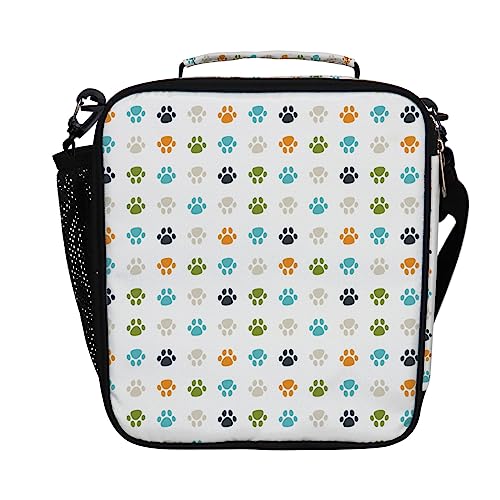  Vantaso Lunch Bag Cute Dog Cat Puppy Paw Footprints Thermal Insulation Cooler Bag Picnic Camping Bag Meal Prep Food Tote Sling Shoulder Bag