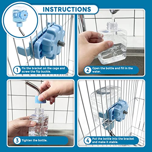  Vannon Small Animal Water Bottles For Crate Mini Clear Water Bottles Leak-Proof Water Dispenser For Rabbit, Chinchilla, Ferret, Guinea Pigs, Hedgehog, 6oz, No Drip, BPA Free