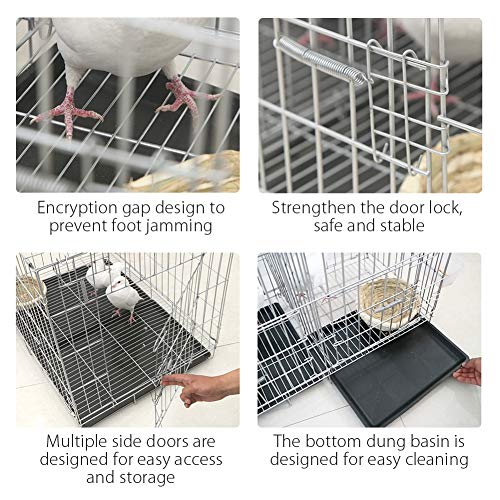 Kelendle Pigeon Cage Rabbit Cage Small Animal Cage Pet Habitat Wire Pet Home Frame Bunny House With Food Dish Tray Accessories For Medium Bird Parrot Chicken Duck Cat (19.7x13.8x16.6 Inches)