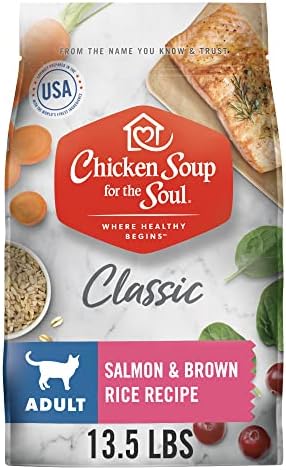  Chicken Soup For The Soul Pet Food - Adult Dry Cat Food, Salmon & Brown Rice Recipe, 4.5 Lb. Soy, Corn & Wheat Free, No Artificial Flavors Or Preservatives