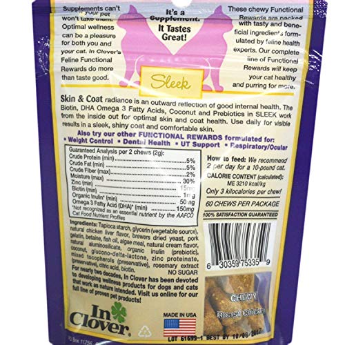  In Clover Smile Daily Dental Health Soft Chews For Cats (2.1 Oz) & Sleek Daily Skin, Coat, And Hairballs Support Soft Chews For Cats (2.1 Oz)