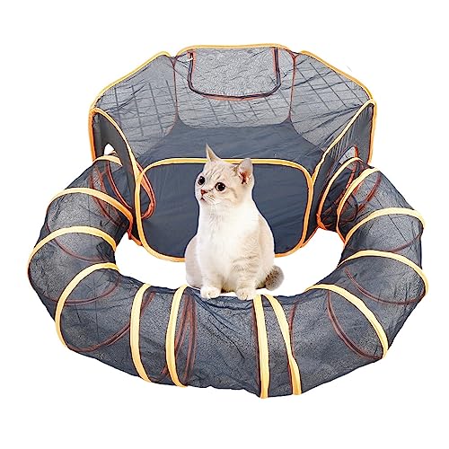  WESTN Outdoor Cat Enclosures Set Of 2, Enclosed Indoor Outdoor Pet Tent, Pop Up Visual Mesh House With Portable Bag, For Kitten Puppy Small Dog Animal, Pet Relaxing, Play