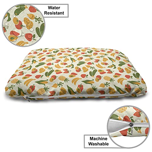  Lunarable Vegetable Wooden Pet House, Vegetarian Food Pattern With Colorful Ingredients With Grunge Backdrop, Outdoor & Indoor Portable Dog Kennel With Pillow And Cover, Small, Multicolor