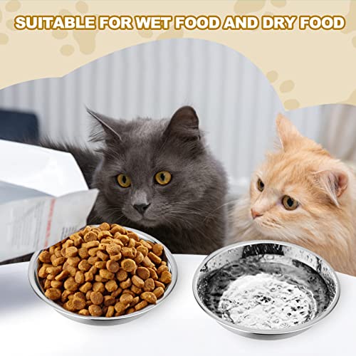  12 Pcs Stainless Steel Cat Bowls Shallow Cat Food Bowls, Replacement Whisker Fatigue Relief Cat Food Dish Bulk For Elevated Stand, Metal Food And Water Dish For Small Dogs And Cats (5.5 Inch Diameter)