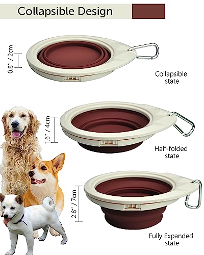  Collapsible Dog Bowl With Stand, Portable Foldable Food Dishes With Carabiner Clip, Pet Bowl With A Support, Travel Dog Cat Water Bowl (Pink)