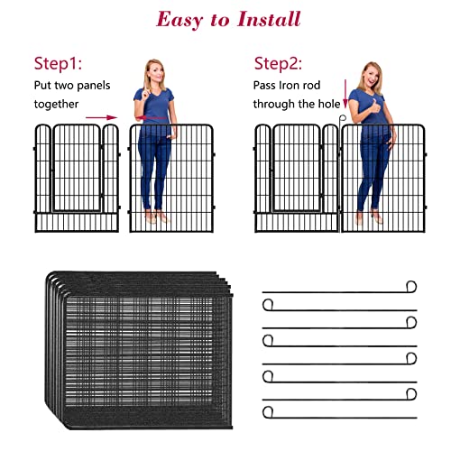  Jhsomdr 40" Outdoor Dog Fence Portable Dog Playpen For Small Medium Large Dogs, Dog Kennel Outdoor 28 Panels Pet Playpen Heavy Duty Dog Play Pens For Puppys Dog Fence For RV Camping