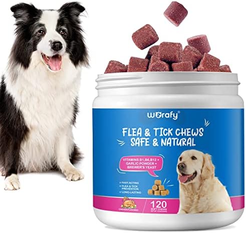  Flea And Tick Prevention For Dogs Chewables Tablets - Natural Flea And Tick Supplement For Dogs - Flea And Tick Chews For Dogs - Oral Flea Pills For Dogs - All Breeds And Ages (120 PCS)