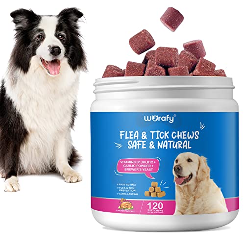  Flea And Tick Prevention For Dogs Chewables Tablets - Natural Flea And Tick Supplement For Dogs - Flea And Tick Chews For Dogs - Oral Flea Pills For Dogs - All Breeds And Ages (120 PCS)