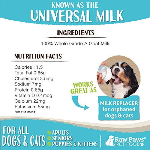  Raw Paws Whole Goat Milk Powder For Dogs And Cats, 7-oz - Goats Milk For Dogs Made In USA - Natural Kitten & Puppy Milk Replacement Formula - Dry Pet Goat Milk Food Topper - Pet Nutritional Supplement