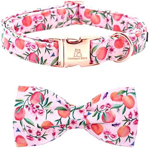  Lionheart Glory Dog Collar, Pink Dog Bow Collar For Female Dogs Collar With Bow Adjustable Bowtie Collar Cute Patterns For Small Dogs Pet Gift