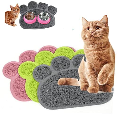  Washable Rug 3pcs Soft Dish Rug Pet Puppy Place Mats Shape Litter PVC Pad， For Dog Feeding *cm Cm Kitten Water * Bowl Grey Scatter Control Food Placemat Cat Mat Mat- Non- Paw Washable Rugs