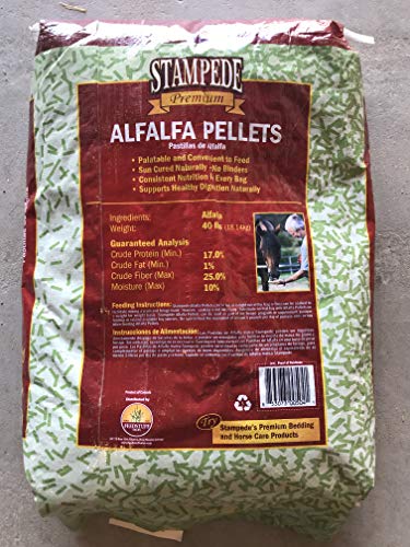  Stampede Alfalfa Pellets, Non-GMO - Perfect For Rabbits, Goats, Equine, And More! (40 Lb)