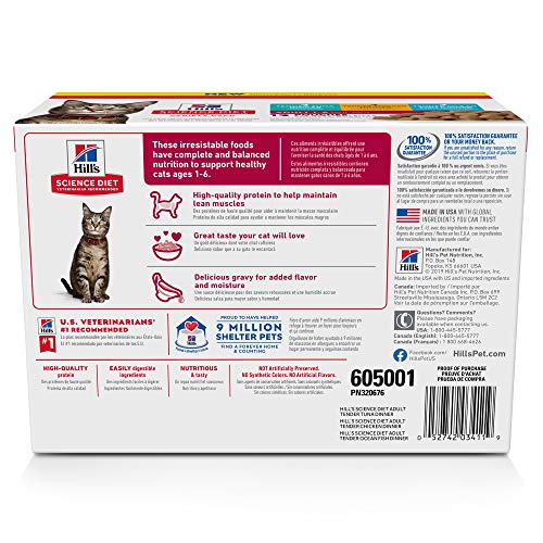  Hill's Science Diet Adult Wet Cat Food Pouches, Variety Pack, 12-Pack