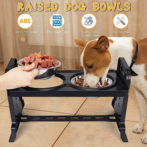  Elevated Dog Bowls, ShineMe 4 Adjustable Heights Raise Pet Bowl Stand Feeder With 2 Stainless Steel Food & Water Bowls For Small Medium Dogs Cats And Pets