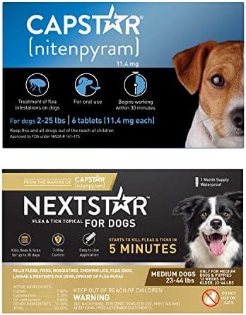  CAPSTAR (nitenpyram) Oral Flea Treatment For Dogs, Fast Acting Tablets Start Killing Fleas In 30 Minutes, Medium & Large Dogs (Over 25 Lbs), 6 Doses