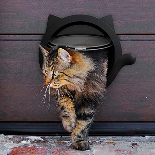  BOPOMOFO Cat Door 4 Way Locking Cat Flap, Weatherproof Pet Door For Interior Doors & Exterior Doors Inner Size 8.27"x8.27" (White) CD-01-W