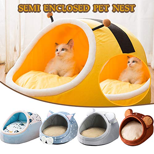  Wakeu Plush Pet Bed Cave For Cat/Small Dog,Comfortable Plush Kennel Triangle Kittens Cave Tent House