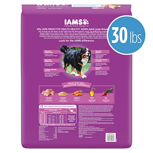  IAMS Healthy Aging Adult Large Breed Dry Dog Food For Mature And Senior Dogs With Real Chicken, 30 Lb. Bag