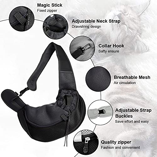  LEFEDA Pet Sling Carrier Backpack Carrier Bag Fit Small Size Cat Dogs Comfortable Breathable Carriers Backpack Sling For Dog Pet Backpack Carrier (Color : Black, Size : Small)
