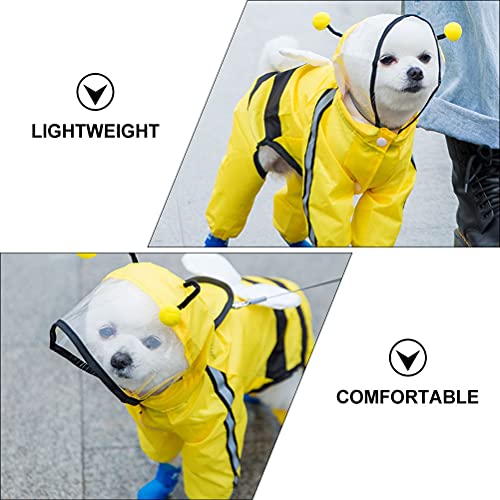  1 Pc Pet Bee Shaped Rain Slicker Hooded Raincoat Stylish Pet Raincoat For Dog Dog Sweater