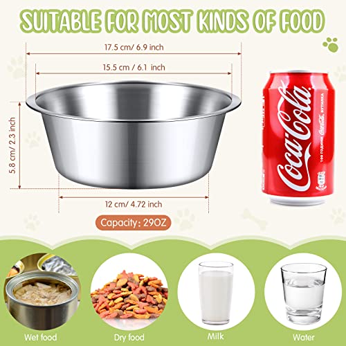  6 Pcs Stainless Steel Metal Dog Bowls Replacement Basic Dog Bowls Thickened Dog Water Bowls Set Travel Kennel Food Dish Bowls No Spill For Small Medium Large Dogs, Dishwasher Safe (6.9 Inch)