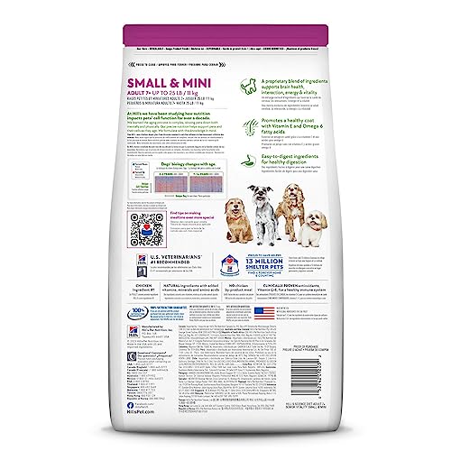  Hill's Science Diet Adult 7+ Senior Vitality Small & Mini Dry Dog Food, 12.5 Lb. Bag