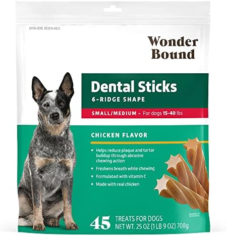  Amazon Brand - Wonder Bound Dog Dental Sticks, Chicken Flavor, Large, 40 Count, 35 Oz
