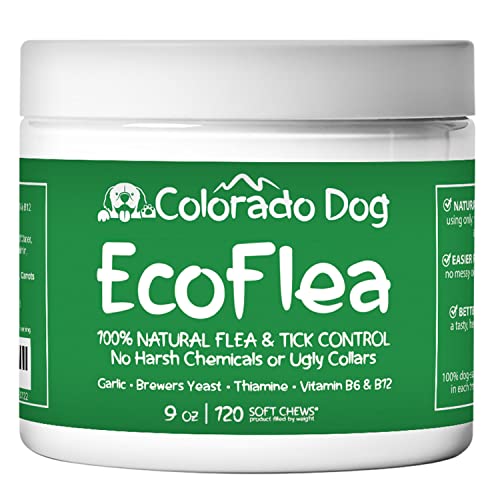  EcoFlea By ColoradoDog - All Natural Chewable Dog Treats For Flea And Tick Treatment And Prevention - 120 Count - No Chemicals, No Mess, No Collars