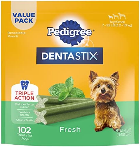  PEDIGREE DENTASTIX Dental Dog Treats For Toy/Small Dogs Fresh Flavor Dental Bones, 1.54 Lb. Value Pack (102 Treats)