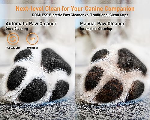  DOGNESS Automatic Dog Paw Cleaner, Electric Paw Washer For Dogs Portable Paw Cleaner Cup, Dog Foot Cleaning Machine USB Rechargeable, Designed For Medium To Large Dogs (White)