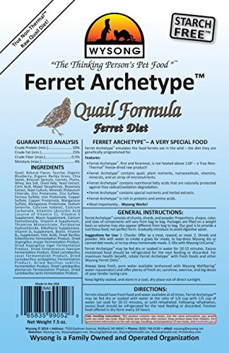  Wysong 858053 Ferret Archetype Quail Formula - Raw Ferret Food - 7.5 Ounce Bag