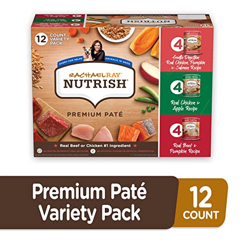  Rachael Ray Nutrish Wet Dog Food, Beef, Chicken, And Gentle Digestion Variety Pack, 13 Ounce Can (Pack Of 12)