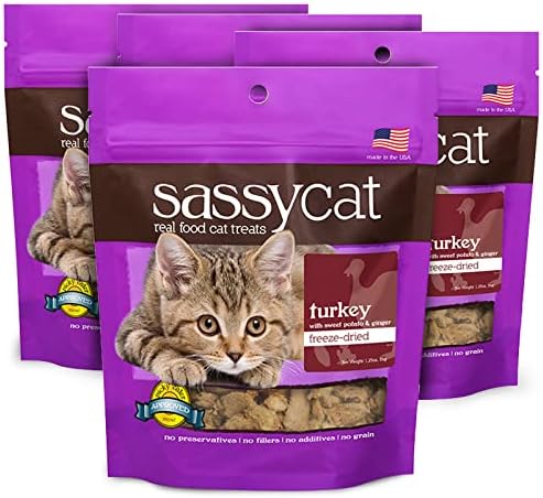  Herbsmith Sassy Cat Treats - Freeze Dried Chicken Treats – All Natural Treats For Cats - Bundle- Duck, Chicken, Rabbit, Turkey, Whitefish, And Salmon