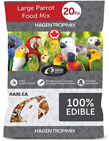  Hari Tropimix Bird Food, Hagen Large Parrot Food With Seeds, Fruit, Nuts, Vegetables, Grains, And Legumes, Enrichment Food, 4 Lb Bag