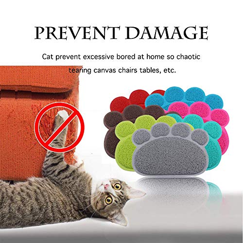  IHOO Pet Feeding Mat Cats Dog PVC Pads Non-Slip Puppy Kitten Dish Bowl Food Water Cat Litter Placemat Mat Paw Shape,1Pcs Red