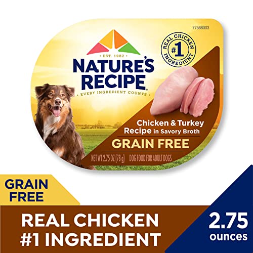  Nature's Recipe Grain Free Wet Dog Food, Chicken & Turkey Recipe, 2.75 Ounce Cup (Pack Of 12)