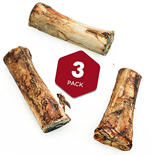  Best Bully Sticks Large Marrow Bones For Dogs - USA Baked And Packaged - Grass-Fed Beef Long-Lasting Big 5-6" Dog Bones - 3 Pack