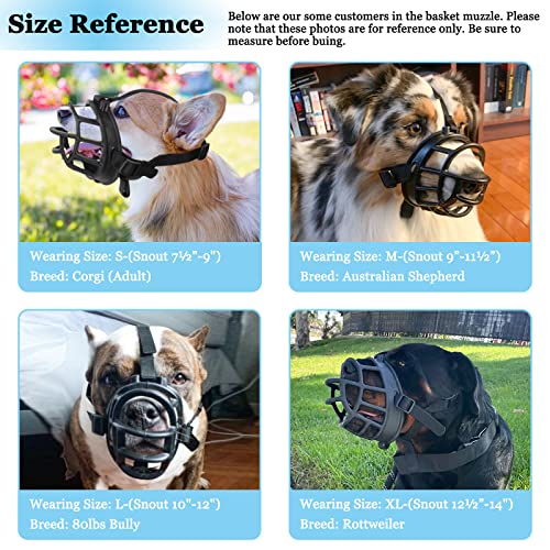  Dog Muzzle, Soft Basket Muzzle For Medium Large Dogs, Best To Prevent Biting, Chewing And Barking (XL-(Snout 11-13"), Black)