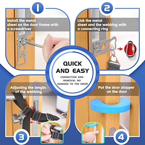  CJPET Cat Door Latch For Dogs -Flex Latch Strap Adjustable Cat Door Alternative To Keep Dogs Out Of Cat Litter Boxes And Food, Let's Cats In And Safe Baby Proof (Fabric)
