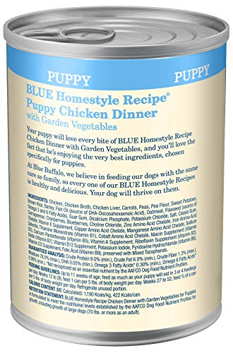  Blue Buffalo Homestyle Recipe Natural Puppy Wet Dog Food, Chicken 12.5-oz Can (Pack Of 12)