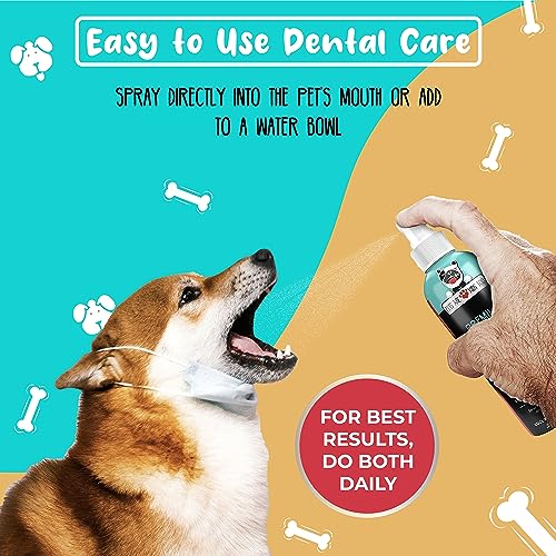  Premium Pet Dental Spray (Large - 8oz): Eliminate Bad Dog Breath & Bad Cat Breath! Fights Plaque, Tartar & Gum Disease Without Brushing! Add To Water! Digestive Aid!